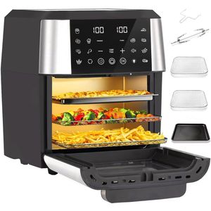 Sinaopus XL Airfryer & Mini Oven in één – 11L Extra Grote Capaciteit – Inclusief 4 Accessoires – 12 Voorgeprogrammeerde Functies – LED Display – Makkelijk te Reinigen