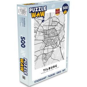 Puzzel Stadskaart - Tilburg - Grijs - Wit - Legpuzzel - Puzzel 500 stukjes - Plattegrond