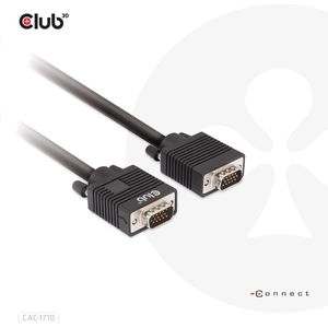 club3D VGA Aansluitkabel VGA-stekker 15-polig, VGA-stekker 15-polig 10.00 m Zwart CAC-1710 Schroefbaar, Vergulde steekc