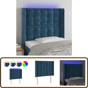 vidaXL Hoofdbord LED Fluweel Donkerblauw - 103x128 cm Hoofdboard - Led Hoofdbord - Velvet Hoofdbord - Blauw Hoofdbord - Hoofdbord Met Verlichting
