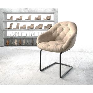 Sledestoel Gaio-Flex sledemodel rond zwart microvelours beige vintage