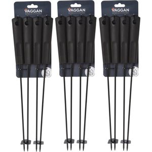 Vaggan BBQ spiezen - 12x stuks - metaal - 44 cm - vleespennen voor vlees - barbecue accessoires