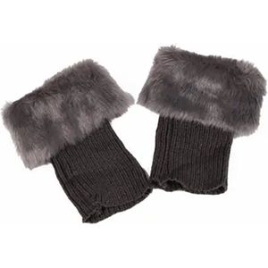 Laars Manchetten – Imitatiebont – Donkergijs – Onesize – Dames beenwarmers – Furry Boot