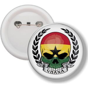 Button Met Speld - Schedel Vlag Ghana
