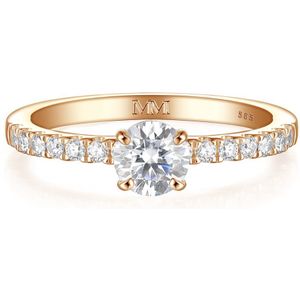 Finesse - 14k Roségouden Moissanite Verlovingsring met Zijstenen - 0.5 karaat