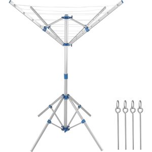 Verstelbare Mobiele Droogmolen met Grondpennen - Licht Aluminium en Weerbestendig Wasrek voor Camping