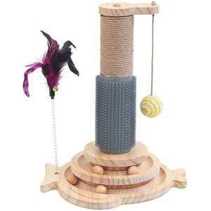 Ibenzoa® Kattenspeelgoed met Multifunctionele Krabpaal en Interactieve Elementen voor Actief Spelplezier