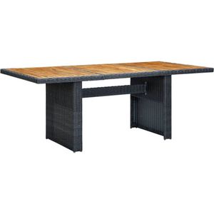 vidaXL - Tuintafel - poly - rattan - en - massief - acaciahout - donkergrijs