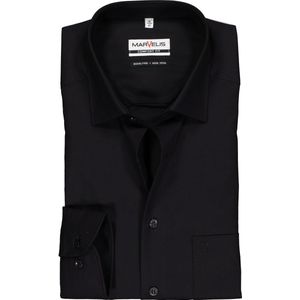 MARVELIS comfort fit overhemd - zwart - Strijkvrij - Boordmaat: 44