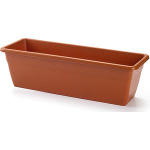 Plantenbak terra cotta rechthoekig 50 x 17 x 15 cm - Bloembakken/plantenbakken voor binnen/buiten