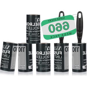 Vaily Lint Roller 660 Sheets - Lint Remover with 2 Holders - Clothes Dust Pet Hair Furniture - 18 x 10 cm .