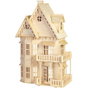 Bouwpakket Poppenhuis Villa Fantasia groot DIY Schaal 1:24, incl. Poppenhuismeubels- hout