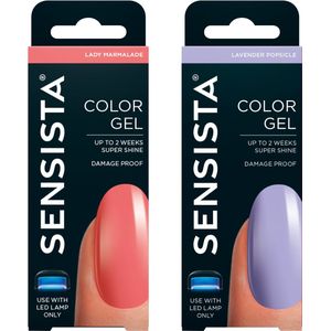 Sensista Lavender Crush Duo Set - Color Gel - Gellak Voordeelset - Lila - Oranje roze - Gel nagellak voor LED lamp - 2 stuks