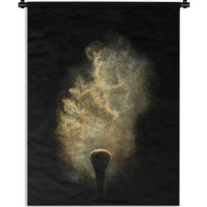 Wandkleed Goud - Goud poeder op een zwarte achtergrond Wandkleed katoen 60x80 cm - Wandtapijt met foto