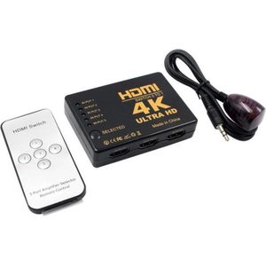 HDMI schakelaar 5 naar 1 / met afstandsbediening en IR extender - versie 1.4 (4K 30Hz)