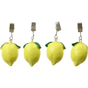 Decoris tafelkleedgewichtjes/hangers - 4x - citroen - ijzer - geel