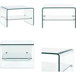 vidaXL Salontafel 50x45x33 cm gehard glas transparant - Salontafel - Salontafels - Salon Tafel - Salon Tafels