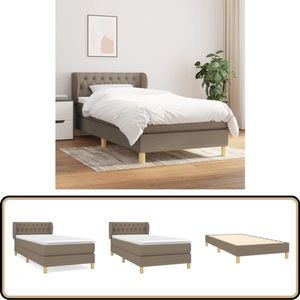 vidaXL Boxspring met Matras Taupe 90x200 cm Boxspringbed - Pocketvering - Luxe Bed - Middenhard Matras - Taupecouleur