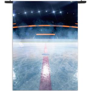 Mezo Wandkleed Ijshockey Pitch Rechthoek Verticaal XL (210 X 150 CM) - Wandkleden - Met roedes