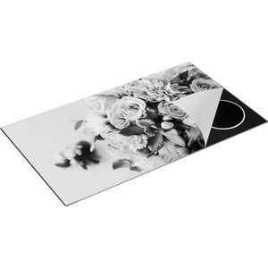 Chefcare Inductie Beschermer Bloemen in Vaas - Boeket - Zwart Wit - 95x55 cm - Afdekplaat Inductie - Kookplaat Beschermer - Inductie Mat