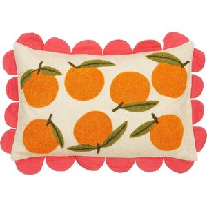 Mica Decorations Oranges Sierkussen - L65 x B45 x H10 cm - Katoen - Off-White, Oranje, Roze
