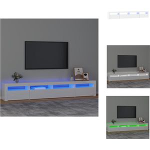 vidaXL - TV meubel - 240 x 35 x 40 cm - hoogglans wit - met RGB LED-verlichting - Kast