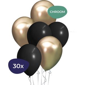 Ballonnen Zwart Goud - 30 stuks - Verjaardag Versiering - Oud en Nieuw
