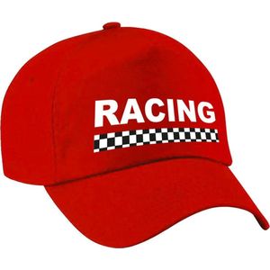 Racing / finish vlag verkleed pet rood voor meisjes en jongens - Racing team baseball cap - carnaval / kostuum
