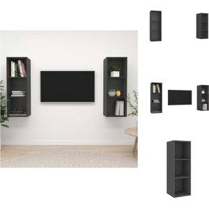 vidaXL TV-meubelset Stereokast - 37 x 37 x 107 cm - Grijs - Montage vereist - Kast