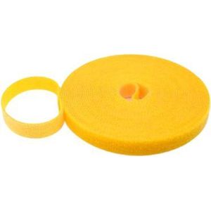 25 Meter 1cm Dubbelzijdig Klittenband Geel Kabelbinder