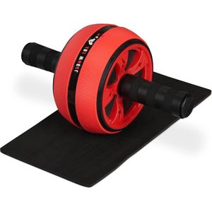 Ab-wheel met kniemat - antislip buikspiertrainer voor thuis - rood ab wheel