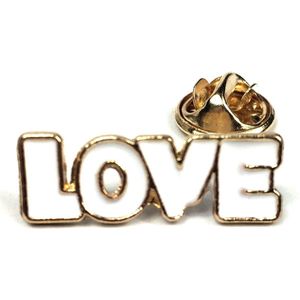 Love Tekst Emaille Pin Wit Goud 2.5 cm / 0.9 cm / Wit Goud