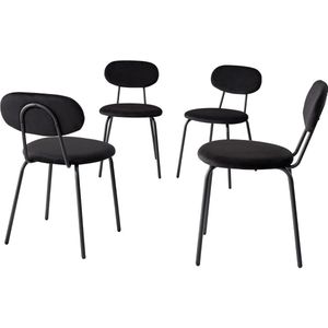 ZCNR® - Set Van 4 Eetkamerstoelen - Scandinavische Stijl - Kantoor-Vrijetijdsstoel - Fluwelen Ijzeren Stoel - Met Zachte Rugleuning