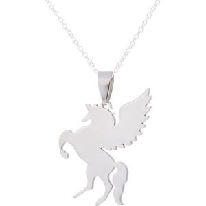 24/7 Jewelry Collection Vliegend Paard Ketting - Eenhoorn - Zilverkleurig