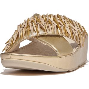 FitFlop Rumba Beaded Metallic Cross Slides GOUD - Maat 41