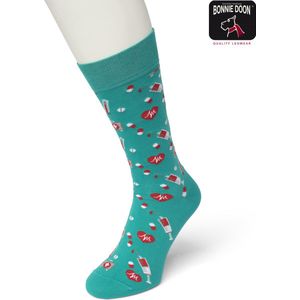 Bonnie Doon Heren Sokken met Medische Print maat 40/46 Fel Blauw - Thema Sokken - Ziekenhuis - Dokter - Cadeau Sokken -Word je Happy en vrolijk van - Zacht Katoen met Gladde Teennaad - Comfortabel - Perfect Cadeau - Ceramic Blue - BT992116.174