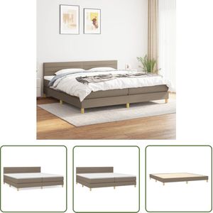 The Living Store Boxspringbed - Luxe Pocketvering - Middelharde Ondersteuning - Inclusief Hoofdbord - Taupe - 203 x 200 x 78/88 cm - Met Topmatras - Wit - 2x Matras - The Living Store