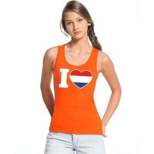 Oranje I love Holland tanktop dames L
