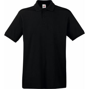 Fruit of the Loom poloshirt premium - zwart - heren - katoen - 180 grams 2XL