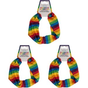 Haarbandje voor dames - 6x - Gay Pride/Regenboog - polyester