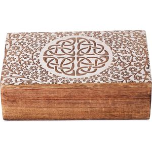 Handgemaakte houten sieradenopbergdoos - Drie-eenheid knopen ontwerp - Wit - Multifunctioneel - Schatkist organizer - Reizen aandenken - Sieradenhouder - Horlogedoos - Geschenken - 20 x 12 cm