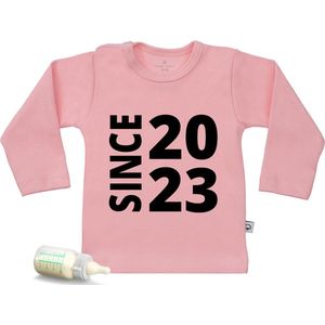 Baby t Shirt Since 2023 - Roze - Lange mouw - Maat 62/68