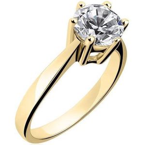 Schitterende 14 Karaat Gouden Ring met Swarovski Zirkonia 17,75 mm. (maat 56)