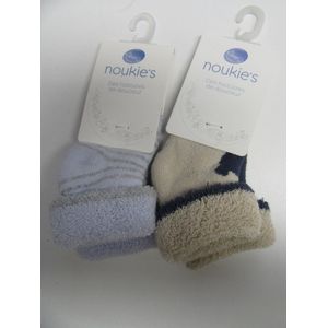 2 pack sokken noukie's , beige met marine en blauw streepje grijst  16  0-3 maand