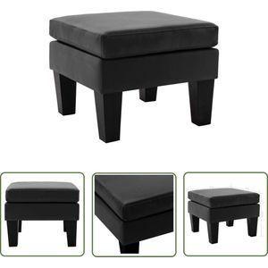 The Living Store Voetenbank kunstleer zwart - Voetenbank - Bankmeubel - Salontafel - Lounge Stoel - Kunstleder Meubilair