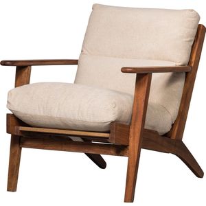 BePureHome Houston Fauteuil - Bouclé/Hout - Naturel - 86x71x71