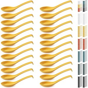 Soeplepels 24-delige herbruikbare plastic lepel, stevig en duurzaam Aziatische eetlepel gemaakt van food grade PP, BPA-vrij, gemakkelijk schoon te maken, vaatwasmachinebestendig