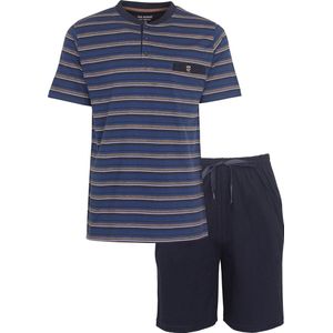 Paul Hopkins Heren Shortama - Pyjama Set - 100% Katoen - Blauw - Maat L