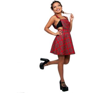 Jawbreaker - Tartan paint plaid Korte overal jurk - S - Rood