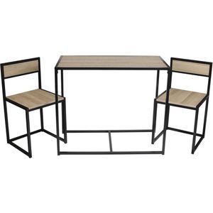 Eettafelset met 2 stoelen 90x75x47 - MDF/Metaal - Bruin/Zwart